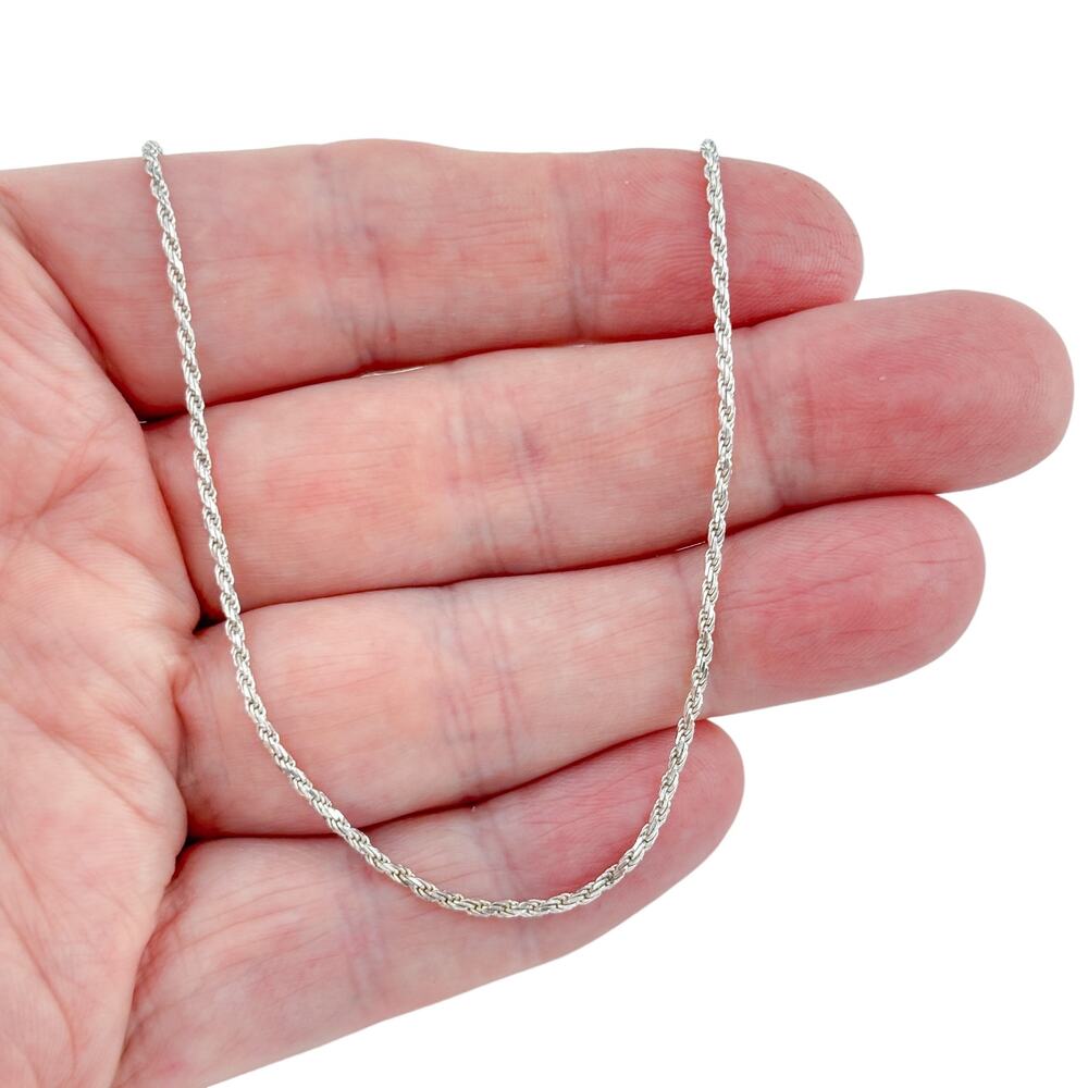 Vintage Italian Sterling Silver 925 Rope Chain Necklace 16"